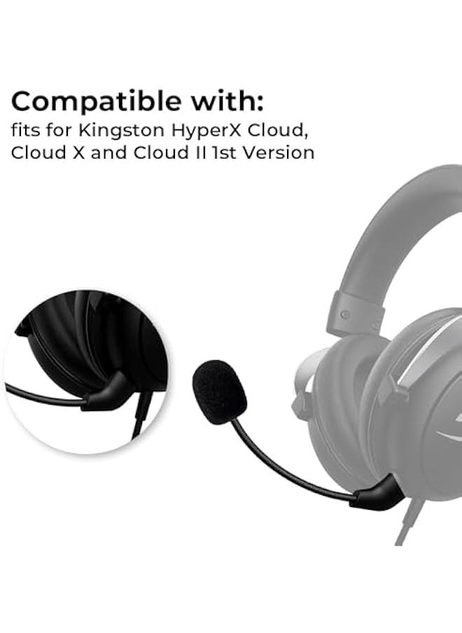 Generic - Mic Replacement Microphone fits for Kingston HyperX Cloud, Cloud X and Cloud II 1st Version for PS4 Xbox One Nintendo Switch Computer PC Gaming Headsets Noise Cancelling 3.5mm Jack Black - Image 1
