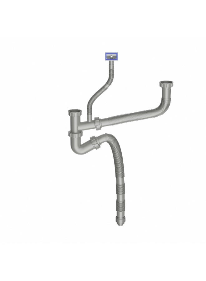 TASVORA Kitchen Double Sink Drain Pipe Kit with Strainer and Overflow Pipe - Image 4