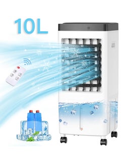 Huge and Quiet, 10L Water Capacity Evaporative Air Cooler, 3-speed Adjustable Large Water Tank Portable Air Conditioner, 7-hour Timing, Desert Cooler with Remote Control and Touch Control, 65W energy conservation Suitable for Living Room, Bedroom, Office, Study