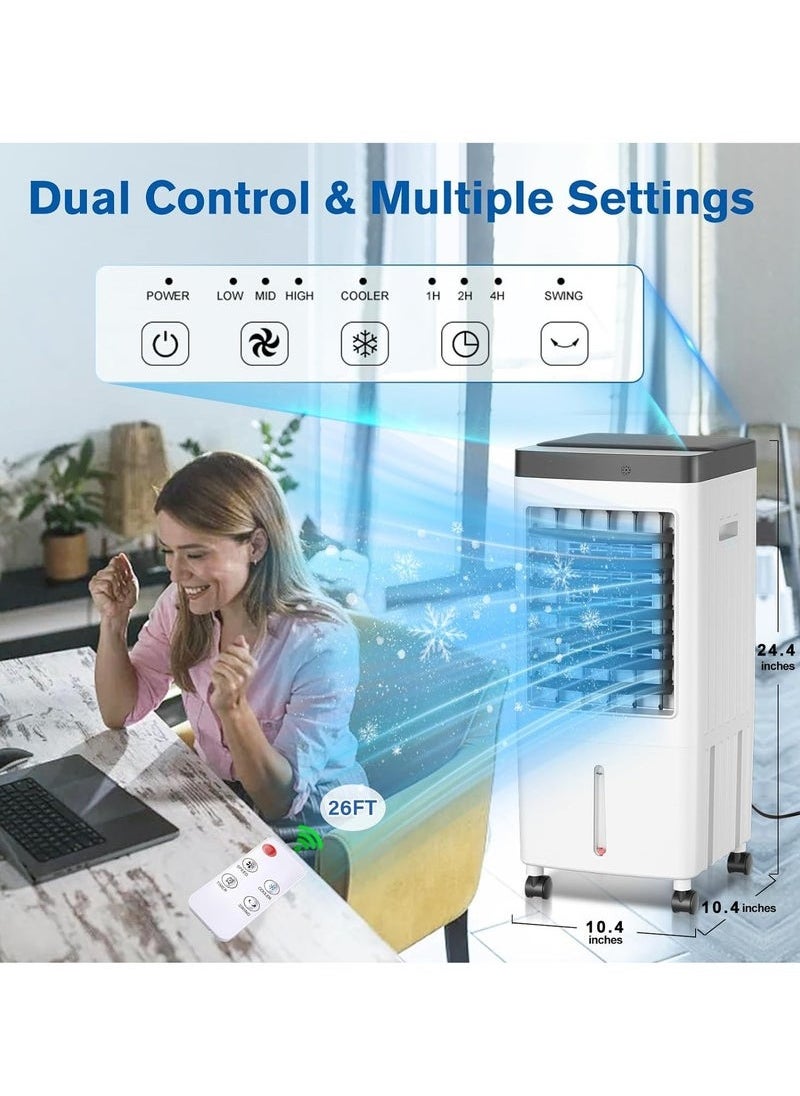 Generic - Huge and Quiet, 10L Water Capacity Evaporative Air Cooler, 3-speed Adjustable Large Water Tank Portable Air Conditioner, 7-hour Timing, Desert Cooler with Remote Control and Touch Control, 65W energy conservation Suitable for Living Room, Bedroom, Office, Study - Image 1