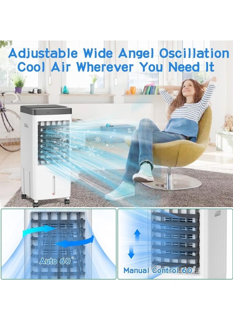 Generic - Huge and Quiet, 10L Water Capacity Evaporative Air Cooler, 3-speed Adjustable Large Water Tank Portable Air Conditioner, 7-hour Timing, Desert Cooler with Remote Control and Touch Control, 65W energy conservation Suitable for Living Room, Bedroom, Office, Study - Image 1