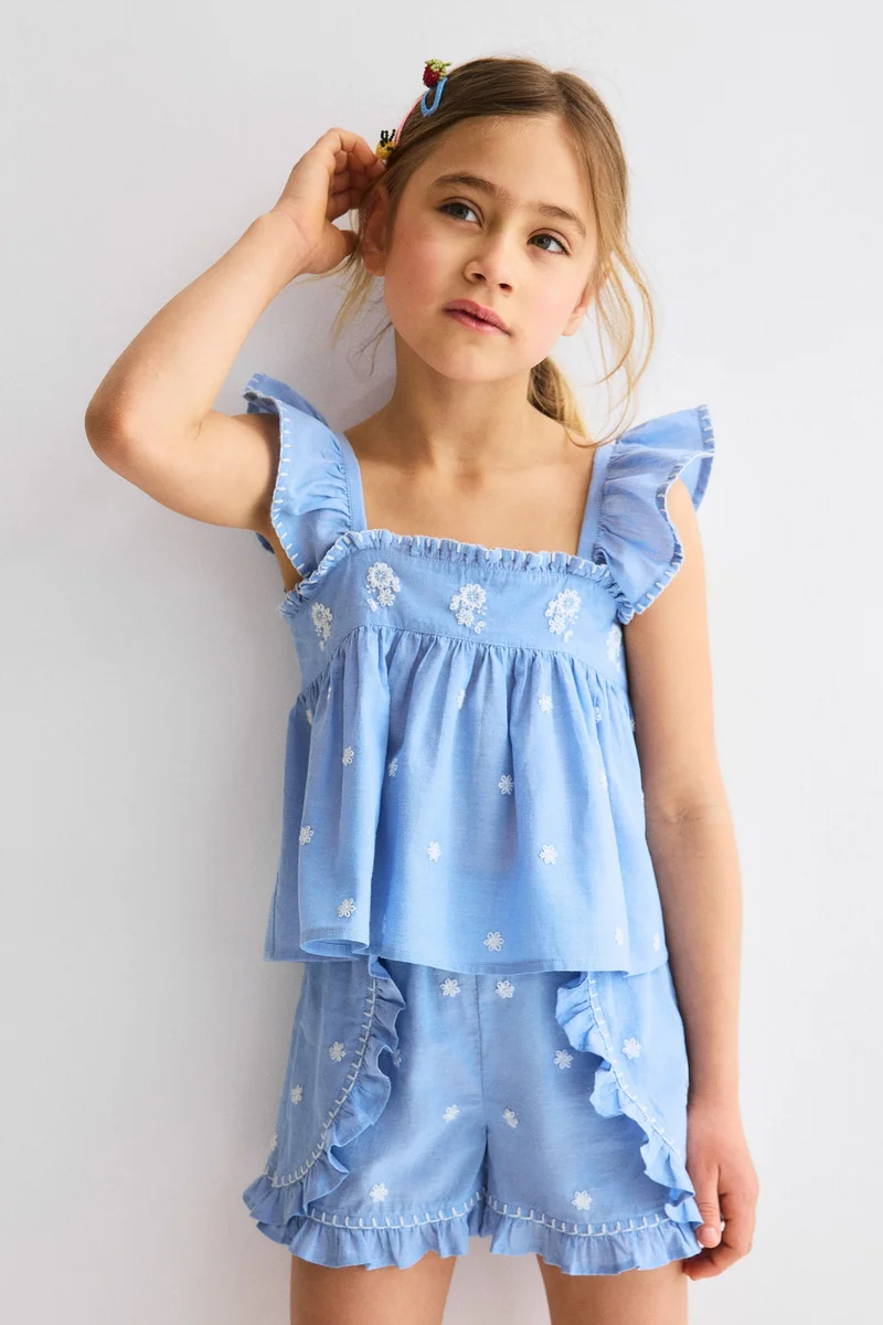 H&M 2-piece embroidered cotton set