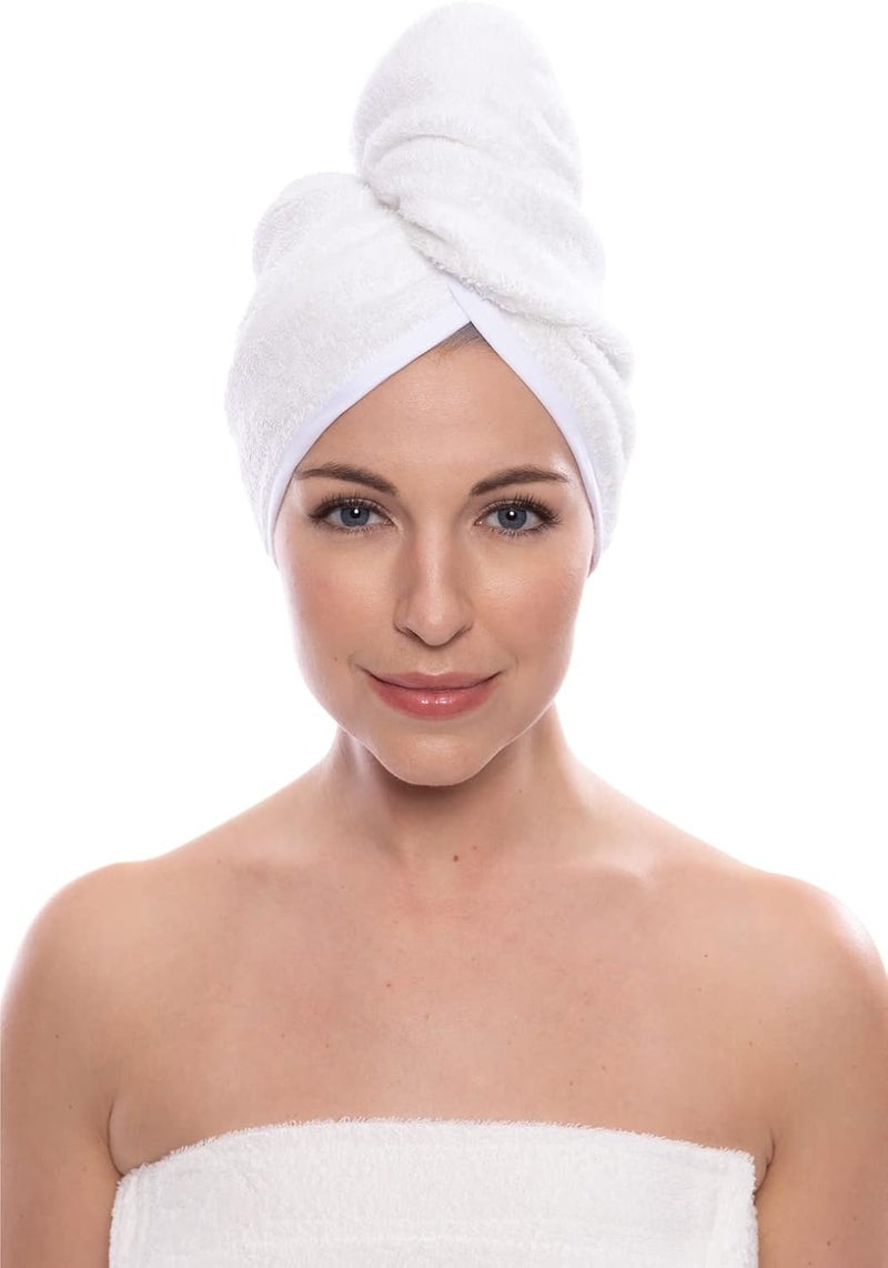 Texere Womens Viscose from Bamboo and Cotton Terry Spa Hair Towel  Quick Dry Absorbent and Lightweight Hair Wrap Towel with Loop and Twist ClosureTya Natural White U