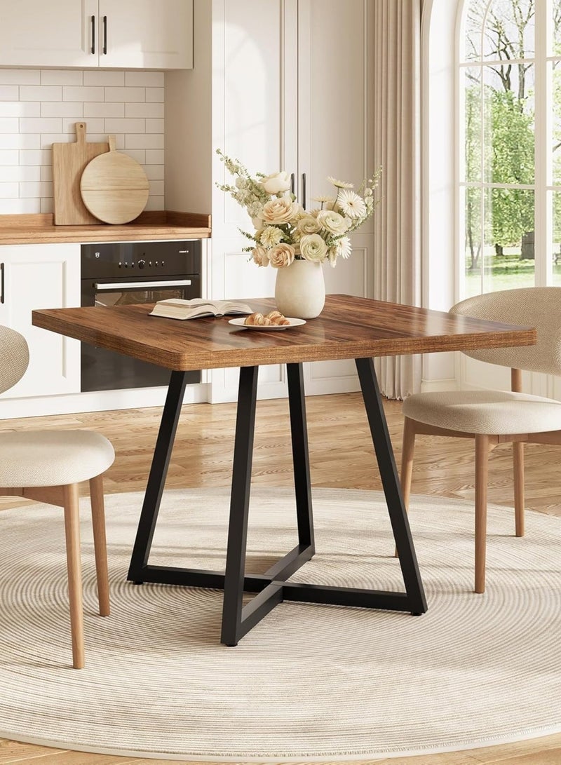 Homeonaire Wooden Square Dining Table for 4 | Industrial Wood & Metal Kitchen Table 80x80x75cm - Image 2
