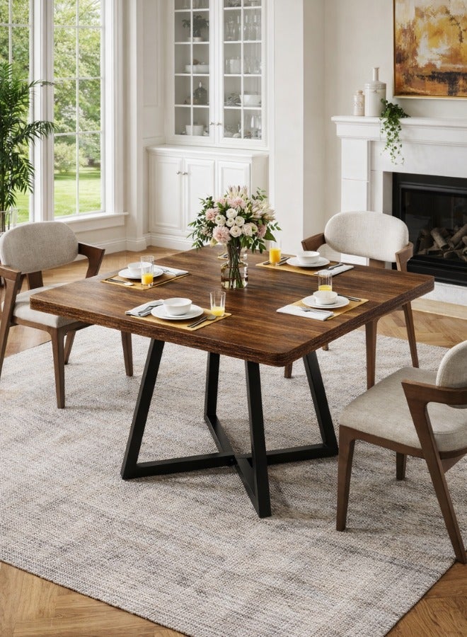 Homeonaire Wooden Square Dining Table for 4 | Industrial Wood & Metal Kitchen Table 80x80x75cm - Image 1