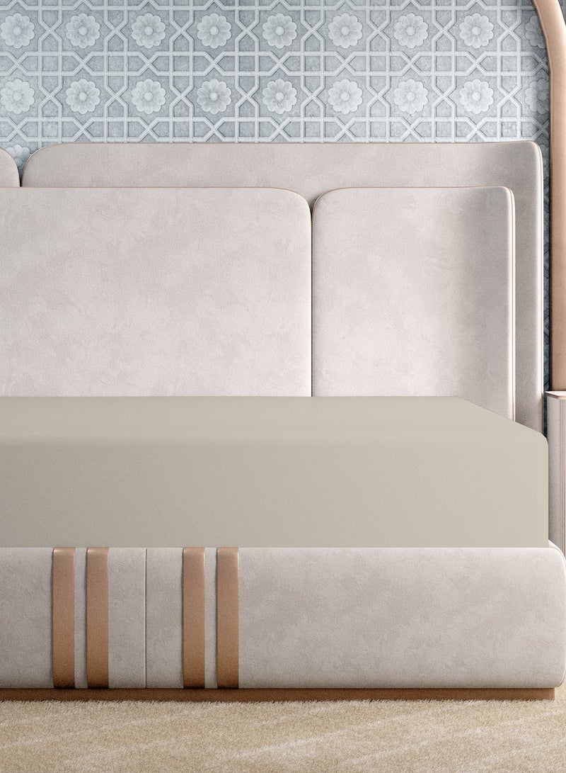 Color Sense Solid 1 Fitted Sheet Single Cotton Beige 200x90cm  - Image 2