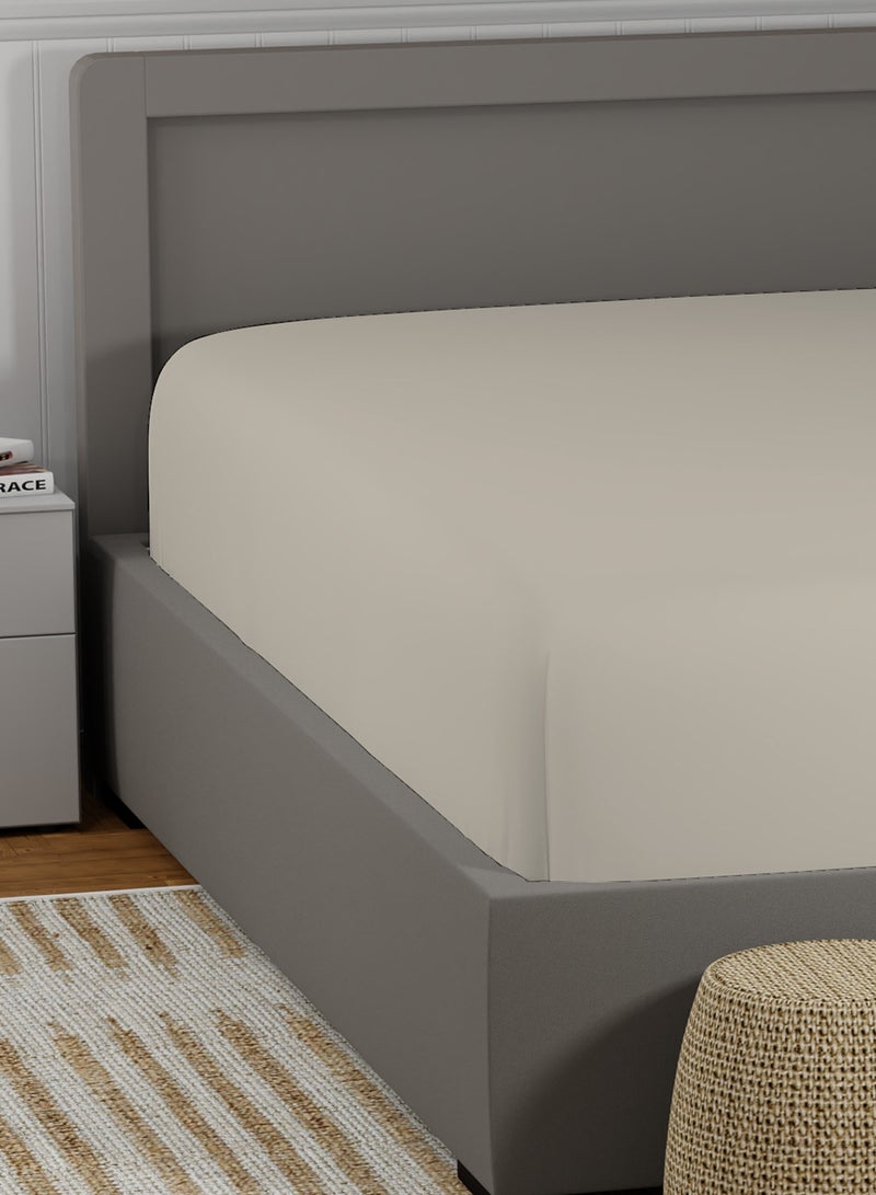 Color Sense Solid 1 Fitted Sheet Single Cotton Beige 200x90cm  - Image 3