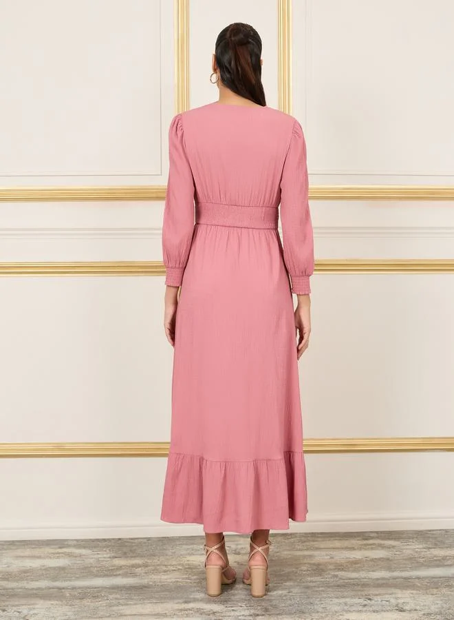 Styli Shirred Waist Midi Dress