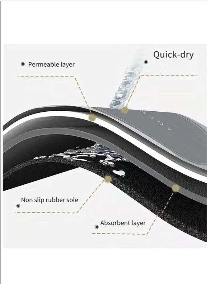 Quick-drying technology diatom bathroom mat, super absorbent bathroom floor mat, non-slip bathroom mat carpet, technology diatom bathroom carpet, suitable for bathtubs, shower sinks, doors, 80cm*50cm - Image 2