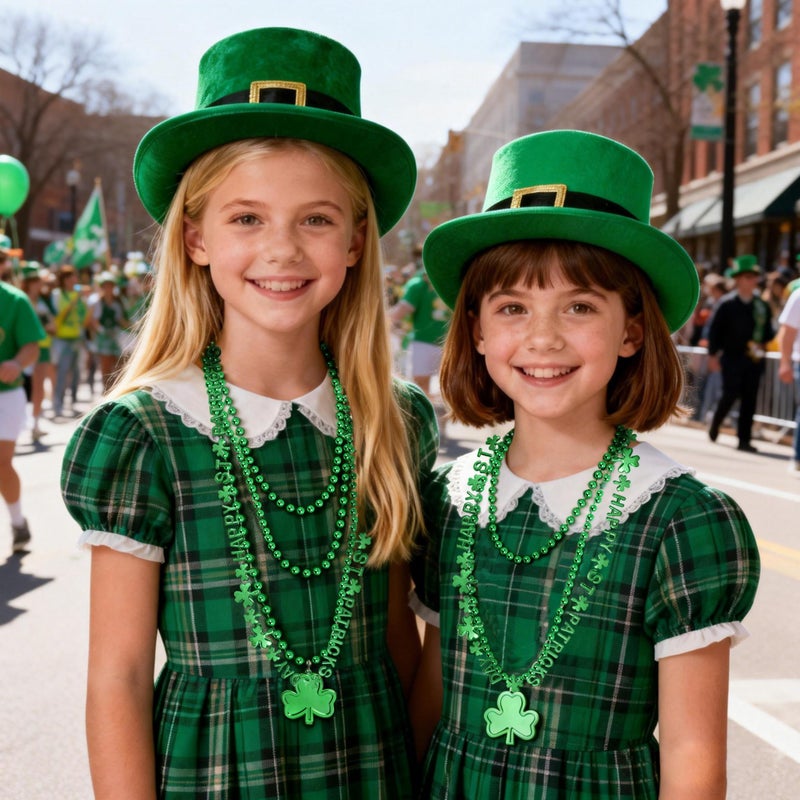 MEICOLY 24PCS St. Patrickâ€™s Day Accessories Bead Necklaces Set, Shamrock Celebration Slogans Design Beads Clover Pendant, Saint Patricks Irish Dressing-up Party Favor Supplies Decorations - Image 5