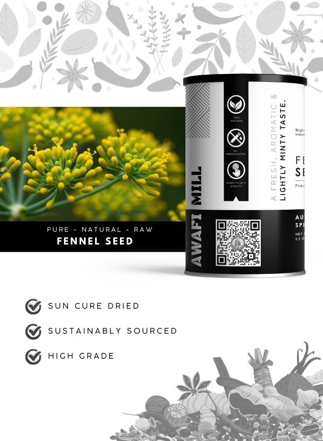 أباميك بذور الشمر من أوافي ميل (الشمر | Foeniculum vulgare) | بذور عطرية كاملة - 100 غرام | 3.5 أونصة - Image 3
