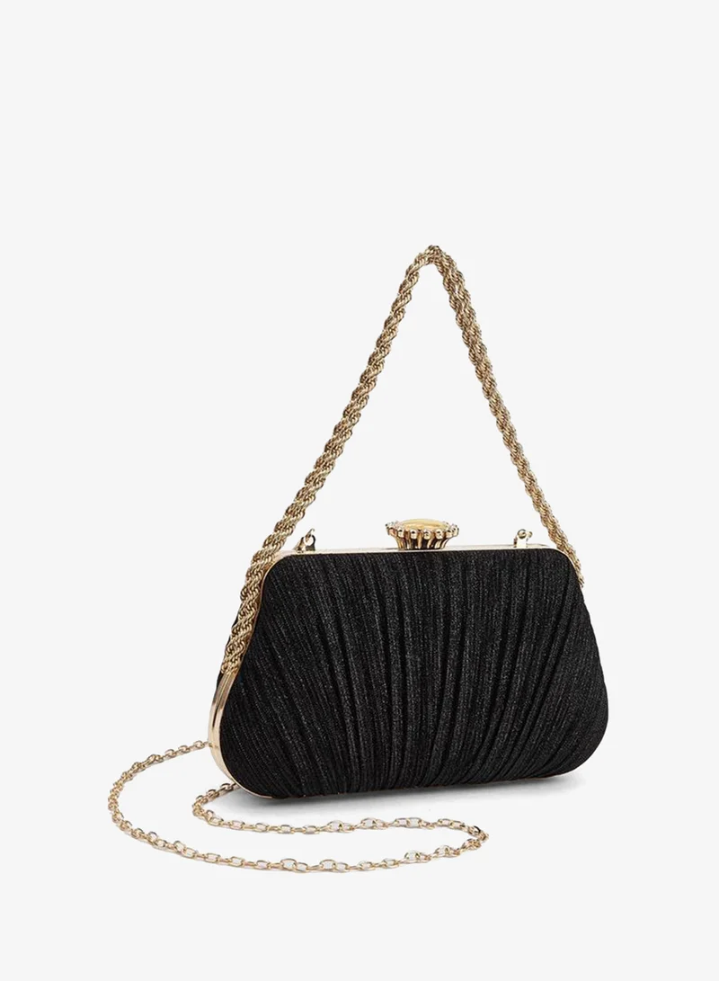 Paprika BLACK Pleated Clutch With Chain Strap for Women | Best Price UAE