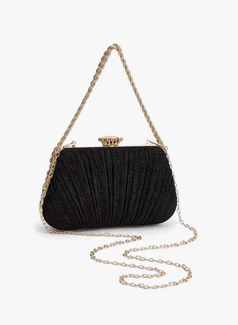 Paprika BLACK Pleated Clutch With Chain Strap for Women | Best Price UAE