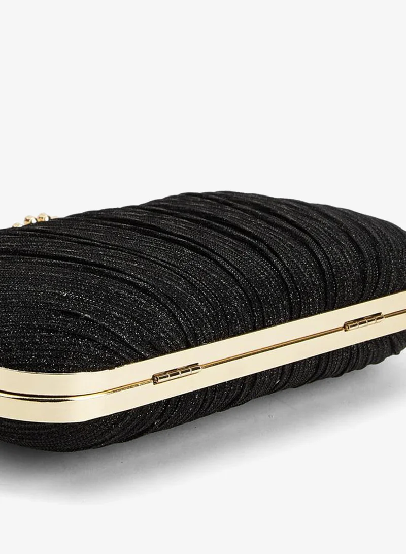 Paprika BLACK Pleated Clutch With Chain Strap for Women | Best Price UAE