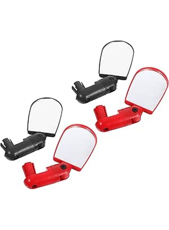 Shockproof Flat Reflective Bike Rearview Mirror Set 2 Pairs Crimson Ebony - Image 1