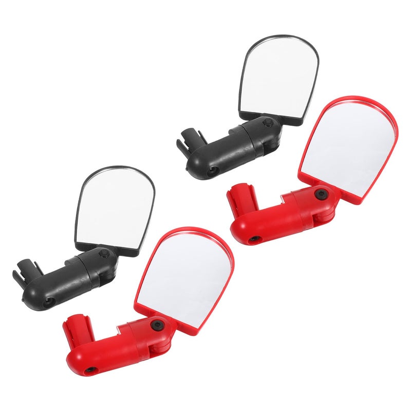 Shockproof Flat Reflective Bike Rearview Mirror Set 2 Pairs Crimson Ebony - Image 2