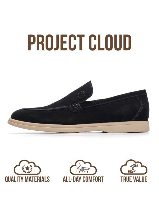 Project Cloud Mens Shoes 100% Genuine Leather with Memory Foam Insole Venetian Loafers for Men Footwear - Non Slip Moccasins Loafer Mens Casual Shoes (Mark), Black Suede, 10 - Image 4