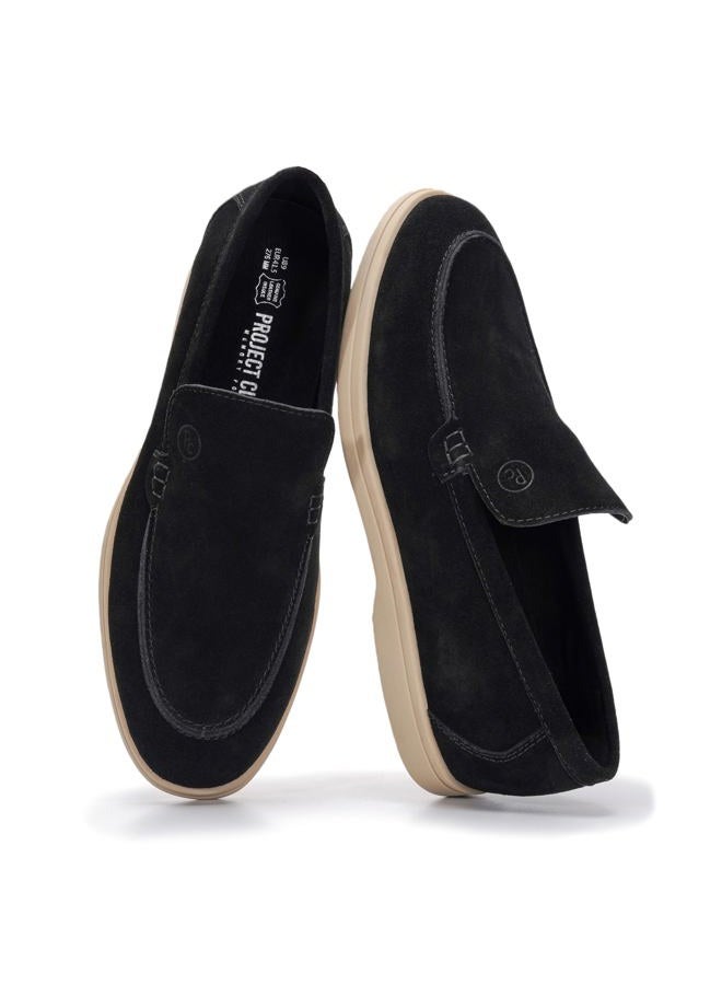 Project Cloud Mens Shoes 100% Genuine Leather with Memory Foam Insole Venetian Loafers for Men Footwear - Non Slip Moccasins Loafer Mens Casual Shoes (Mark), Black Suede, 10 - Image 1