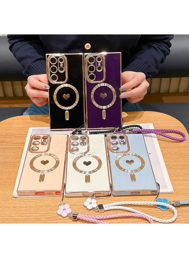 erorex Case For Samsung Galaxy S22+ 5G Pupil Side Heart MagSafe Electroplating Phone Case with Lanyard - Image 2