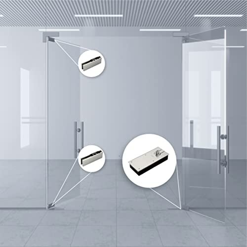 LAPO Heavy Duty Stainless Steel Cylinder Floor Spring Set for Doors, Wooden Glass Aluminum Doors Floor Spring, Top Patch, Bottom Patch,Top Patch Pivot(Glass Door with Weight Upto 90 KG(Silver)Set of 1 - Image 2