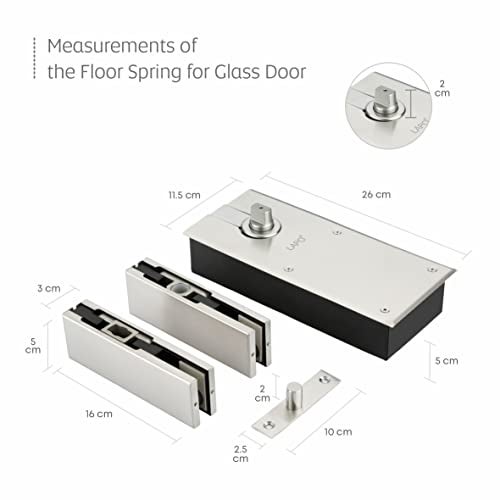 LAPO Heavy Duty Stainless Steel Cylinder Floor Spring Set for Doors, Wooden Glass Aluminum Doors Floor Spring, Top Patch, Bottom Patch,Top Patch Pivot(Glass Door with Weight Upto 90 KG(Silver)Set of 1 - Image 3
