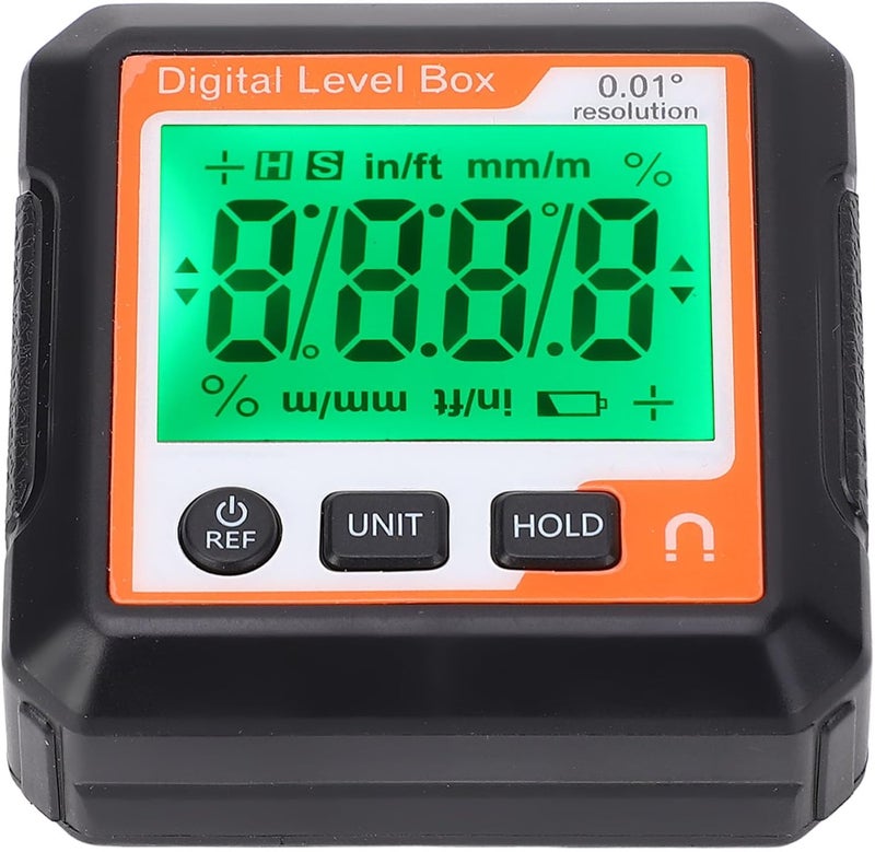 Magnetic Digital Box Electronic Inclinometer Protractor with Backlit LCD, ±0.° Accuracy, Fit for Woodworking, Carpentry & DIY Projects (Orange/White) - Image 4