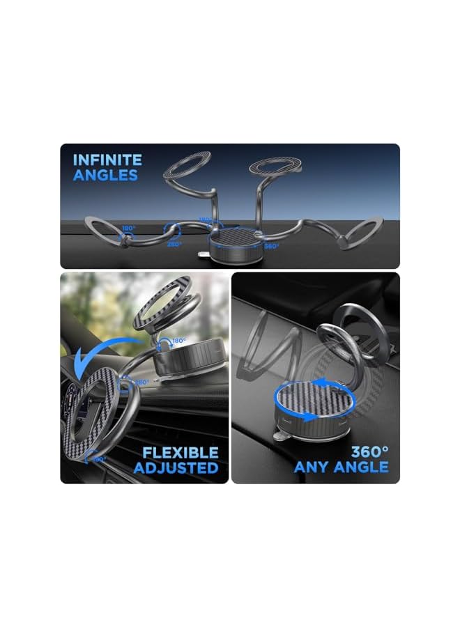S-TOP Magnetic Car Phone Holder with Suction Cup, Magnetic Suction Cup Phone Mount, 360° Adjustable Car Phone Mount for All Smartphones, All Car Models (Carbon Fiber) - Image 4