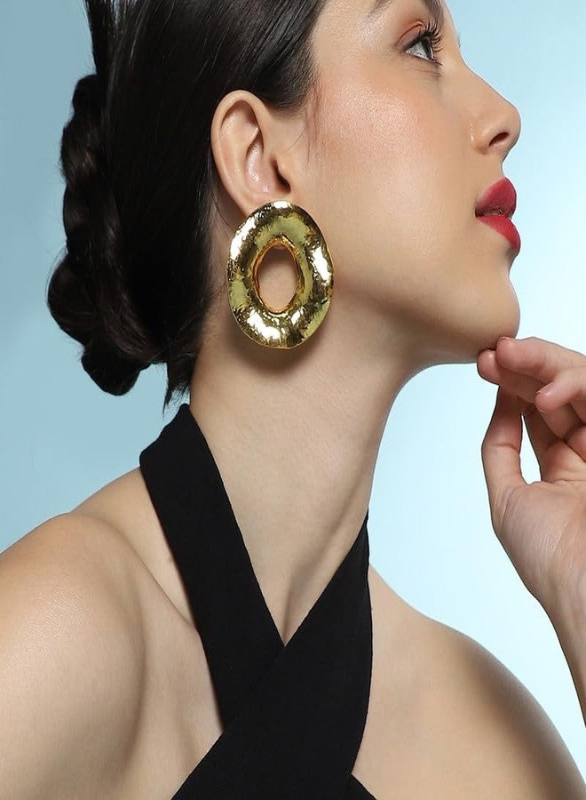 SOHI Women The Myzo Statement Earrings | California Gold Colour | One-Size | Metallic Alloy Material | Push Back Closure | Earrings For Casual - Image 4