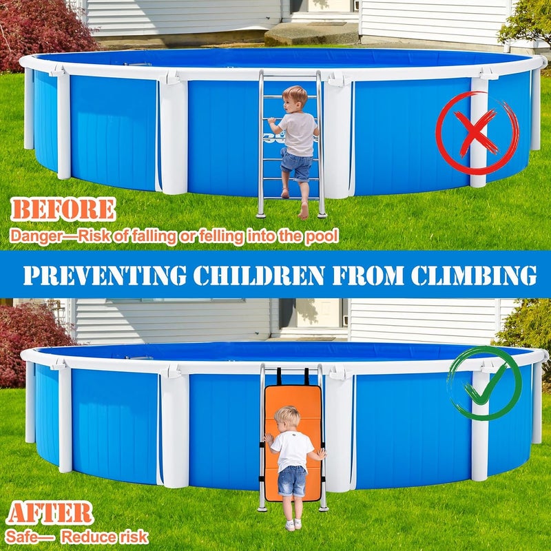 Feoang Pool Ladder Safety Guard with PP Board, 15 X 31.1in Bunk Bed Ladder Cover Above Ground Pool Protector Cover Child Safety Ladder Cover for Prevent Kids from Climbing,Falling,Drowning - Image 4