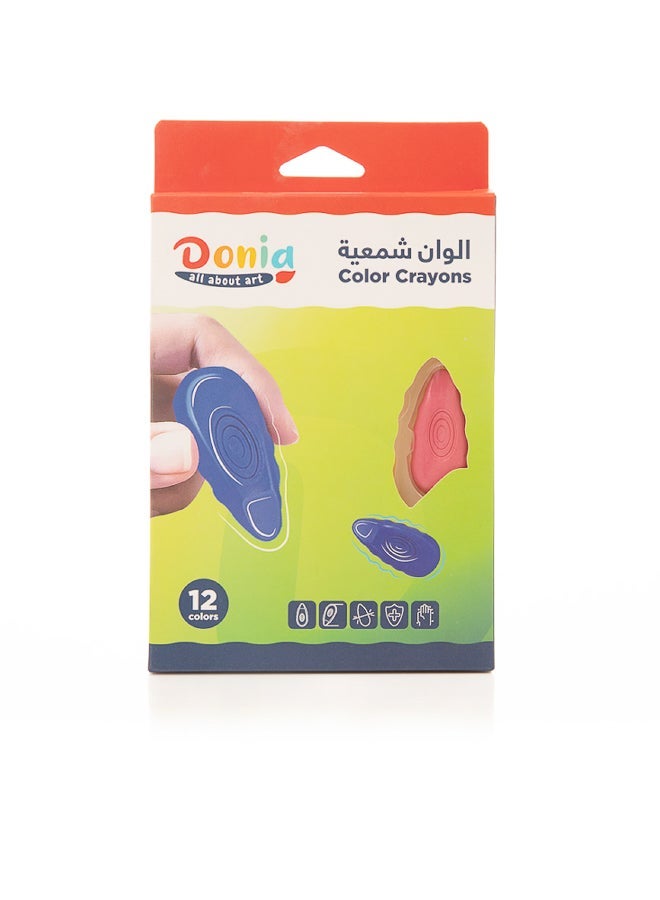 Donia Small Crayons, 12 Colors, Non-Toxic, Bulk Pack of 12 Boxes, Small Size for Kids and Students—Donia - Image 1