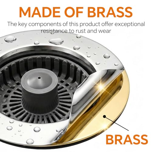 Blazeavian Kitchen Sink Stopper, 3 in 1 Pop Up Kitchen Sink Drain Strainer, with an Extra Basket Strainer, Sink Drain Stopper for US Standard 3-1/2 Inch, Brass Material Electroplate (Silver 2pcs) - Image 5