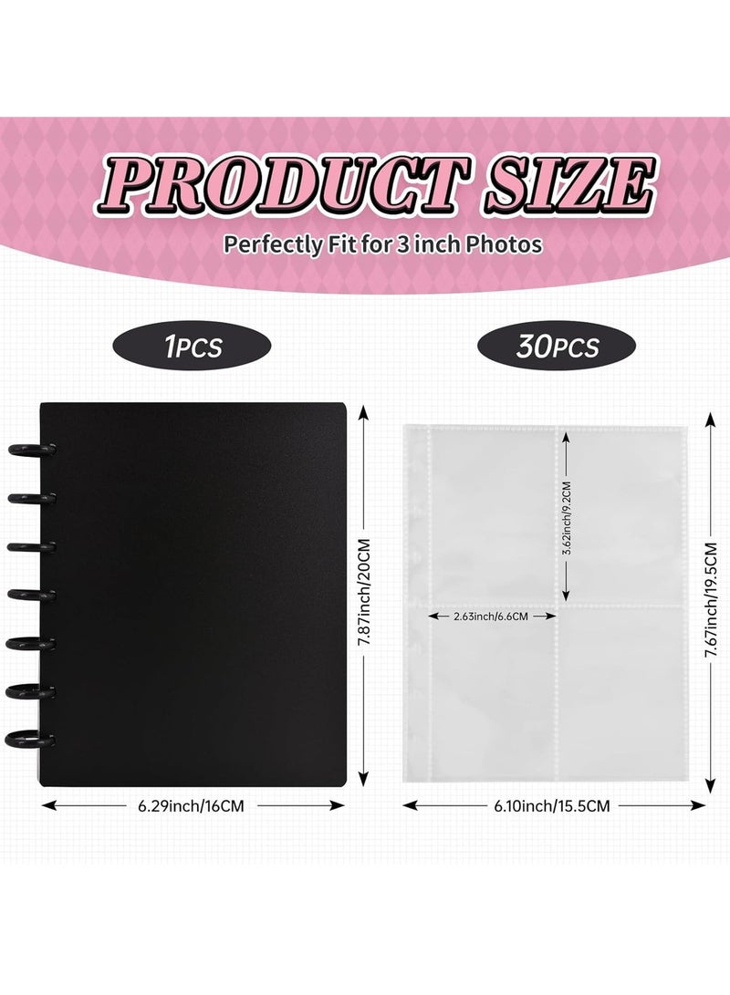 ح واحة مجلد بطاقات الصور مع 30 صفحة داخلية، حامل بطاقات الصور 3 بوصات، واقيات الصور ذات 7 حلقات، يتسع لـ 120 صورة - Image 2