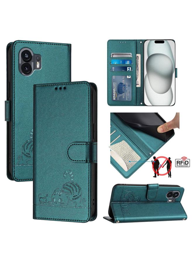اس-توب جراب هاتف Case For Nothing Phone 2A من الجلد المنقوش بنمط Cat Rat RFID مع حبل تعليق - Image 1