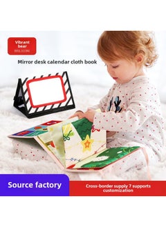 Generic Enlightenment Baby Table Calendar Cloth Book Stereo Hah Mirror With Ring Paper Early Education Tear-free Toys-Color:Pink Unicorn Desk Calendar Book  - Image 2