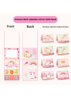 Generic Enlightenment Baby Table Calendar Cloth Book Stereo Hah Mirror With Ring Paper Early Education Tear-free Toys-Color:Pink Unicorn Desk Calendar Book  - Image 1