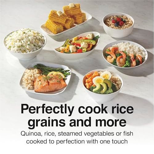 Proctor Silex طباخ الأرز وبخار الطعام بروكتور سايليكس، 10 أكواب مطبوخة (5 أكواب غير مطبوخة)، يشمل سلة البخار والشطف، أبيض (37533G) - Image 4