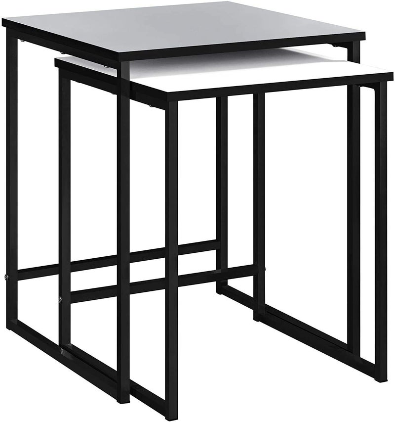 INDIAN DECOR INDIAN DECOR 45788 Nesting Sofa Tables Set of 2 Black Frame and White TOP Made in India  - Image 1