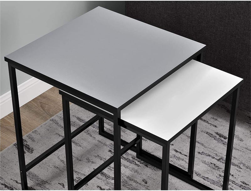 INDIAN DECOR INDIAN DECOR 45788 Nesting Sofa Tables Set of 2 Black Frame and White TOP Made in India  - Image 5