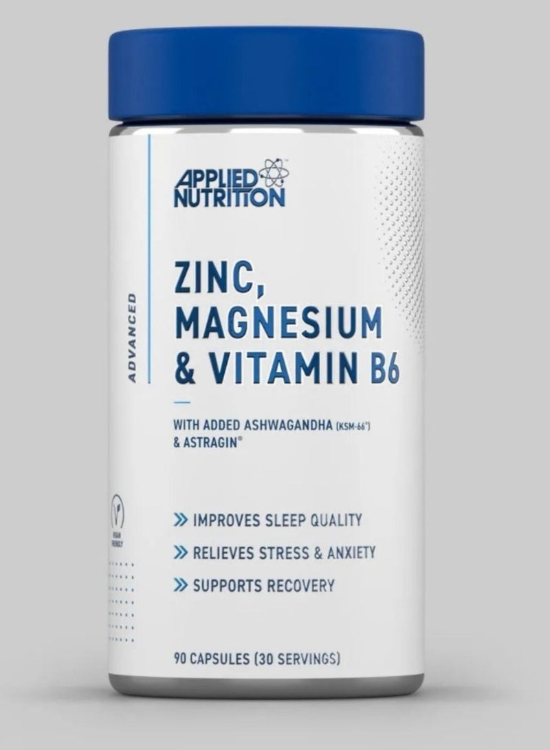 Applied Nutrition ZMA ZINC, MAGNESIUM & VITAMIN B6, 30S, 90 Caps - Image 1