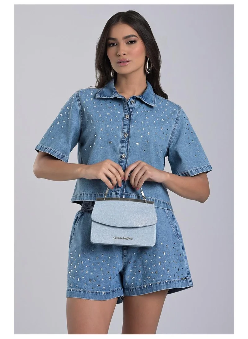 Carmen Steffens  Sky Blue Double-Sided Leather Bag for Women | Best Price UAE