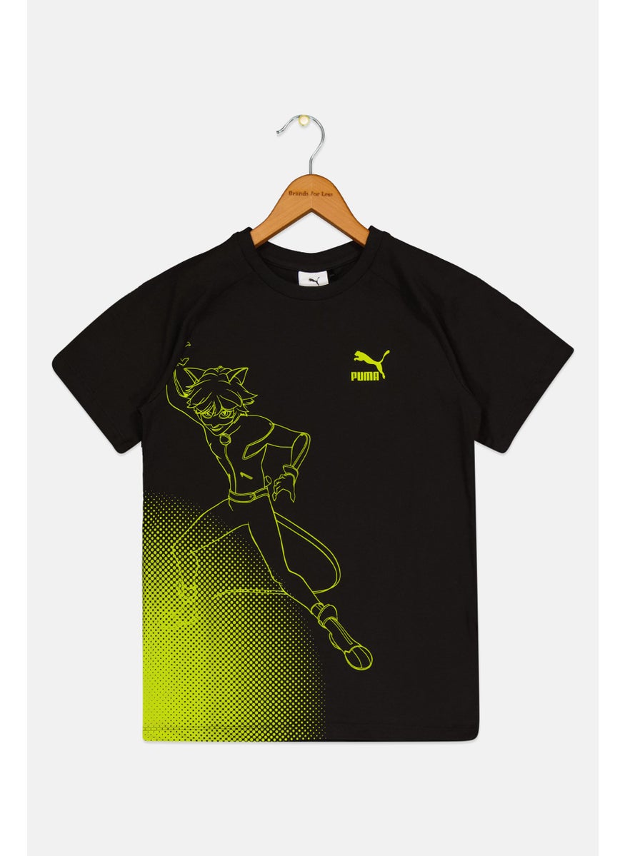 Puma x Miraculous - Kids Boy Brand Logo Short Sleeves Outdoor T-Shirt, Black - Image 1
