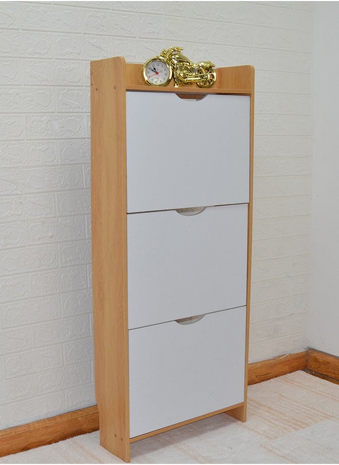 Three Tier Shoe Rack Organizer Storage Foldable Closet with Doors for Living Room
