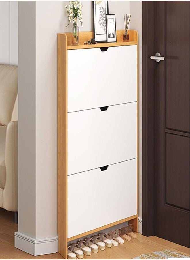 Three Tier Shoe Rack Organizer Storage Foldable Closet with Doors for Living Room