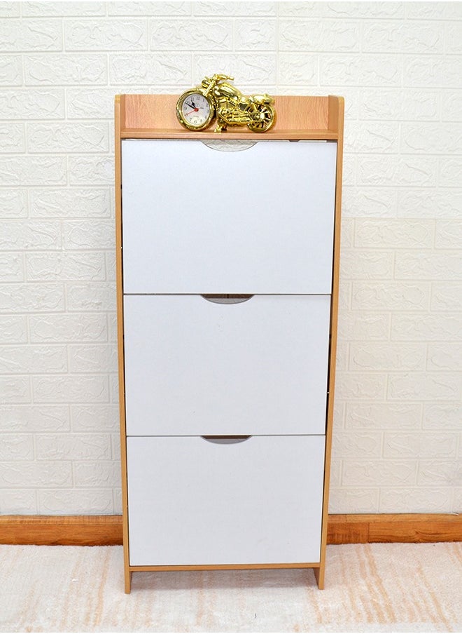 Three Tier Shoe Rack Organizer Storage Foldable Closet with Doors for Living Room