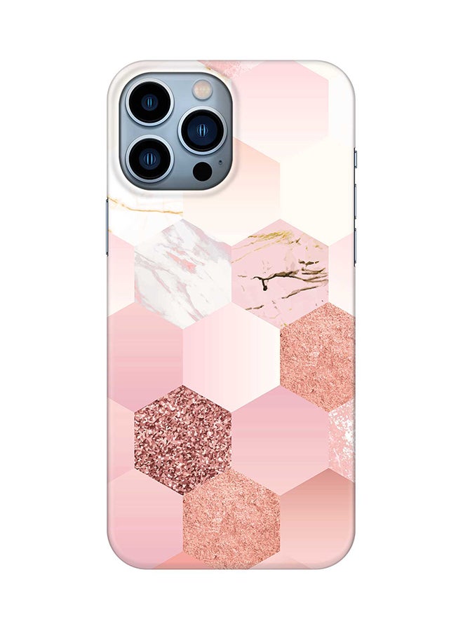 Case for Apple iPhone 14 Pro Max Slim Snap Classic Series Mobile Cover Hard PC Shield Matte Finish Print - Marble Pink Honeycomb