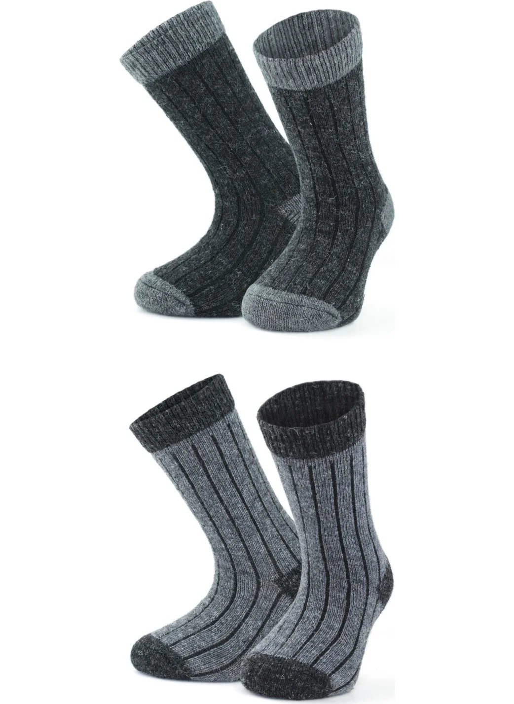 Gowith Natural Alpaca Wool Anthracite Gray Soft Wool Winter Children's Socks 2 Pairs