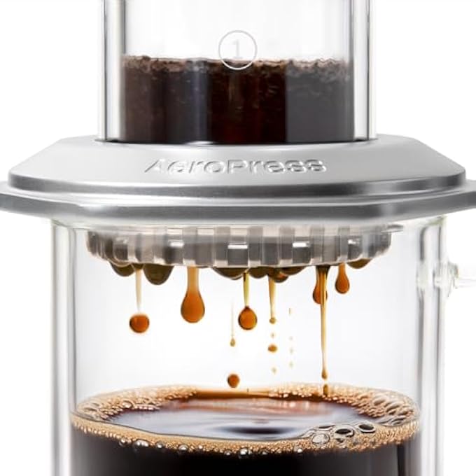 AeroPress Premium Coffee Maker 10 Oz Borosilicate Glass  Aluminum Built Includes Scoop And Filters Manual Press Clear Color - Image 5