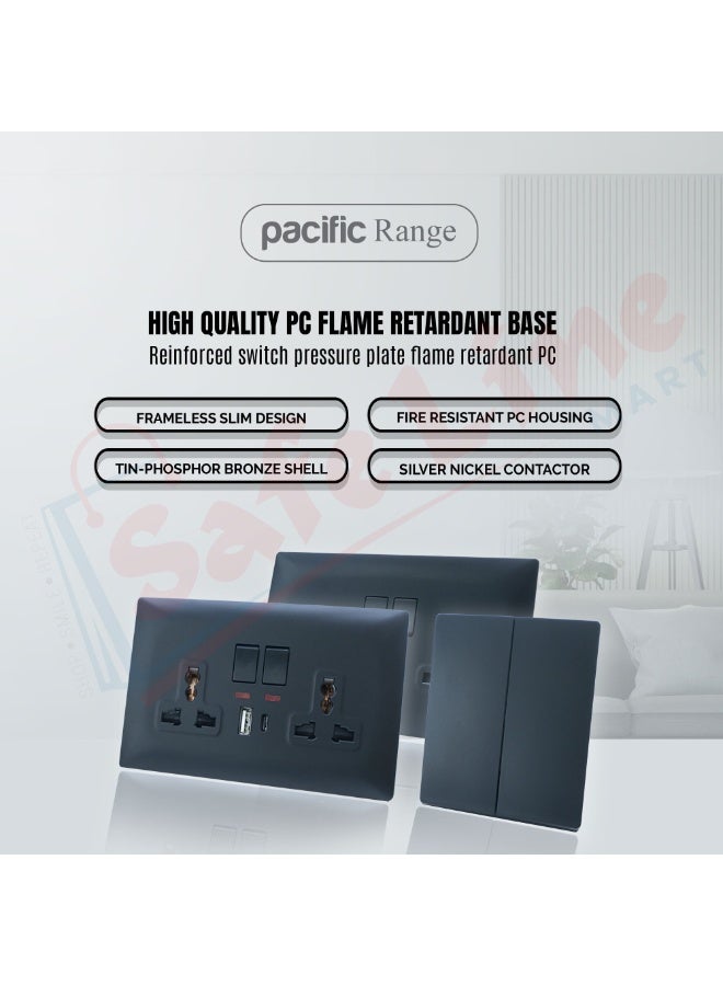 توبكس TOPEX  Pacific Range 45A DP 1gang heavy load switch with neon(7×7)big rock - Image 2