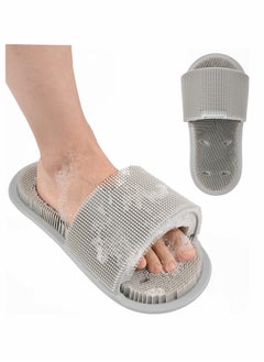 Shower Foot Scrubber, Soft Silicone Bristles with Non-Slip Suction Cups - Cleans, Smooths, Exfoliates & Massages Your Feet Without Bending, Improve Circulation & Soothes Tired Feet (1PCS Gray)