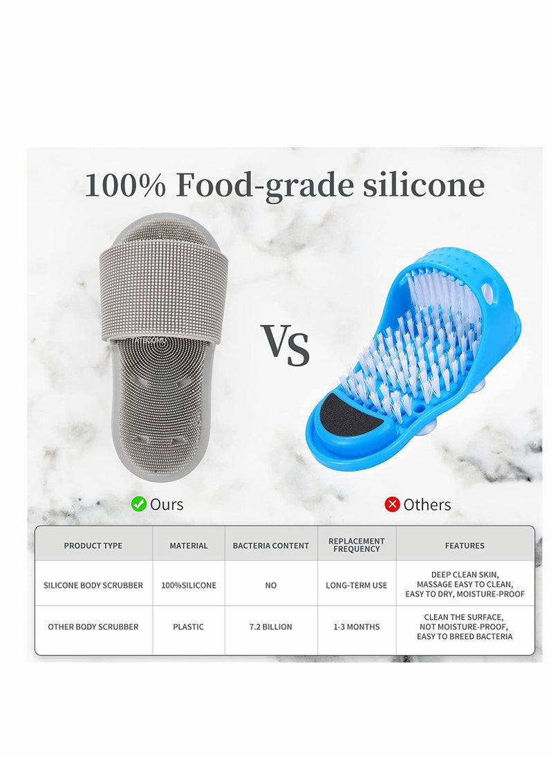 SYOSI - Shower Foot Scrubber, Soft Silicone Bristles with Non-Slip Suction Cups - Cleans, Smooths, Exfoliates & Massages Your Feet Without Bending, Improve Circulation & Soothes Tired Feet (1PCS Gray) - Image 1